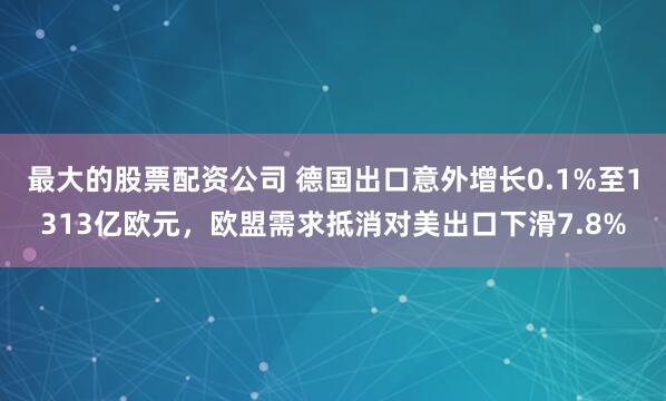 最大的股票配资公司 德国出口意外增长0.1%至1313亿欧元,欧盟需求抵消对美出口下滑7.8%